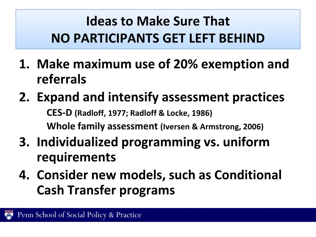 ideas to make sure that no participants get left