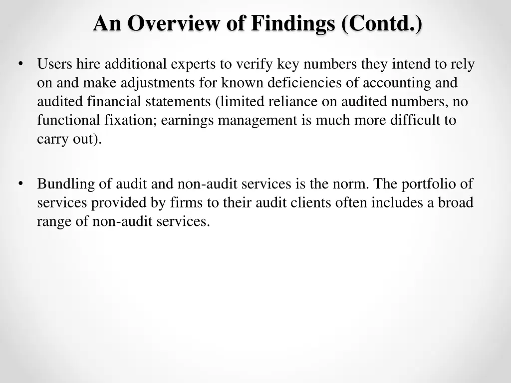 an overview of findings contd 1