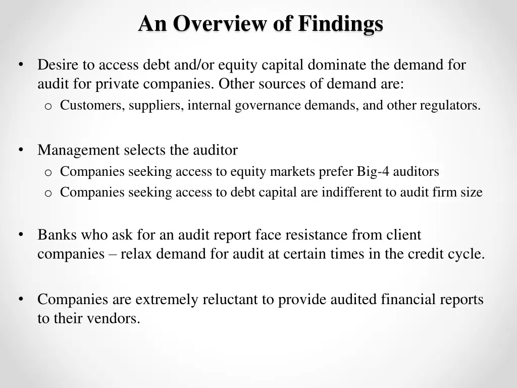 an overview of findings