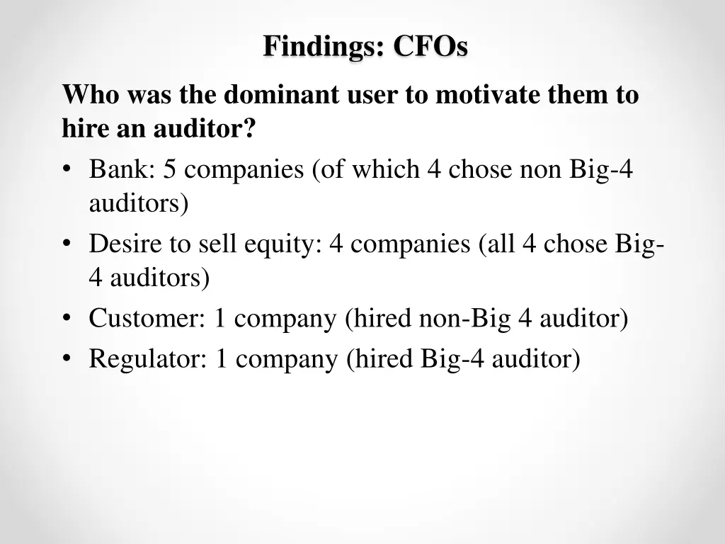 findings cfos