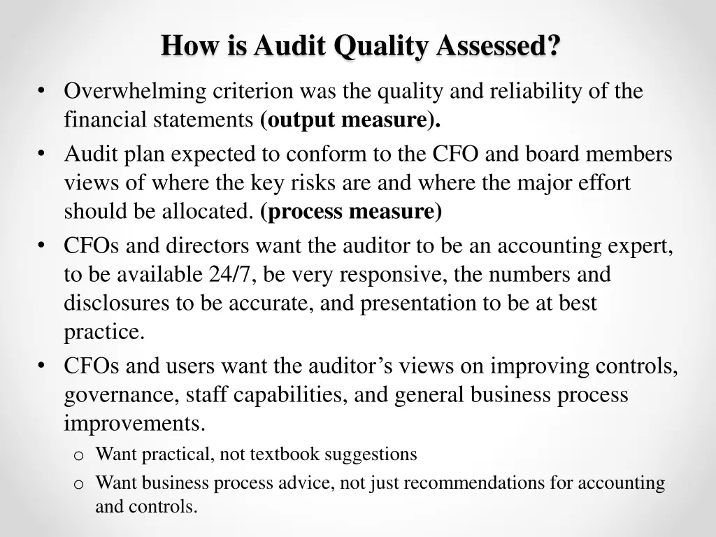 how is audit quality assessed