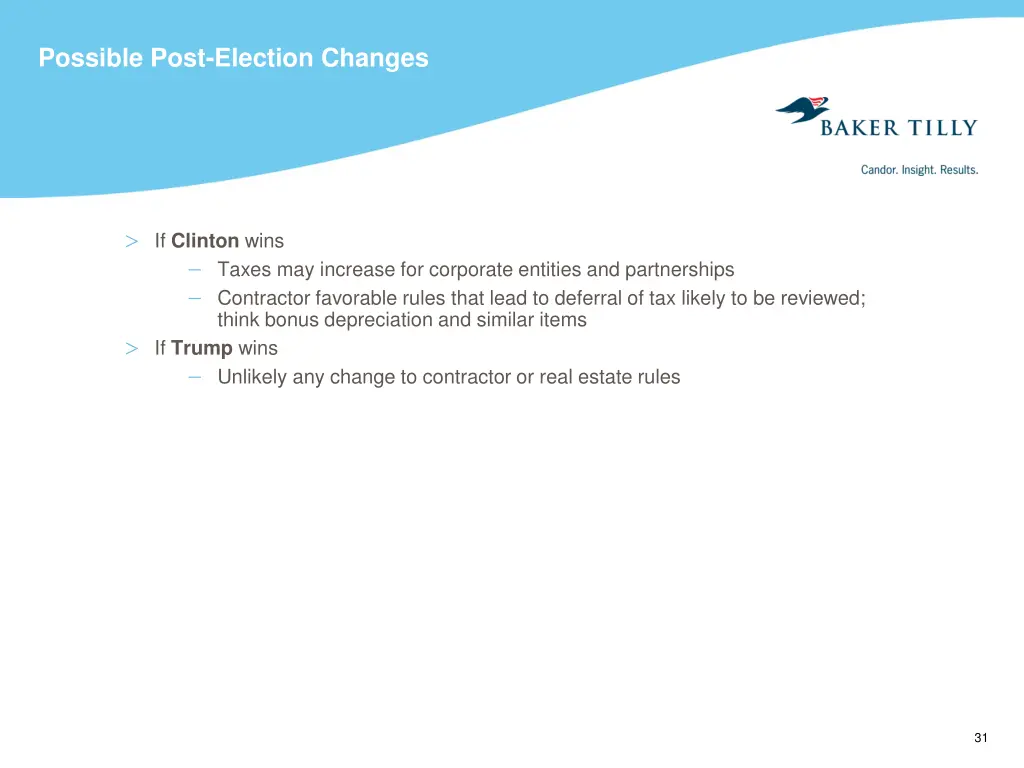 possible post election changes