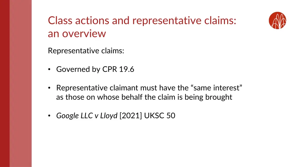 class actions and representative claims