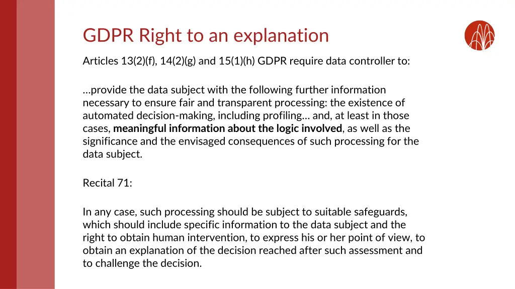 gdpr right to an explanation