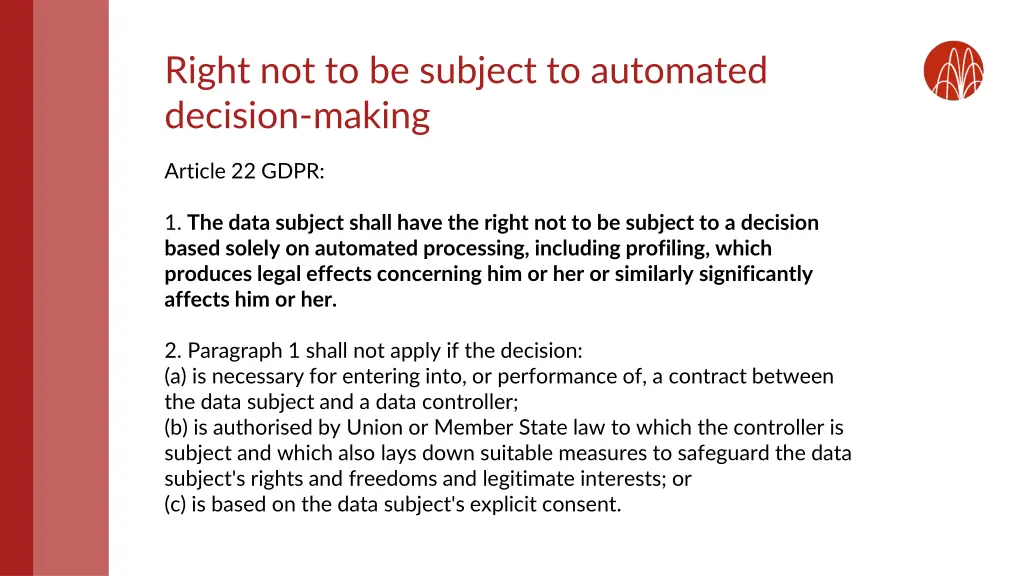 right not to be subject to automated decision