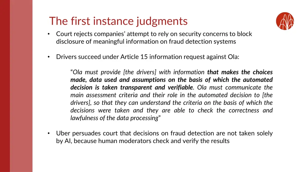 the first instance judgments court rejects