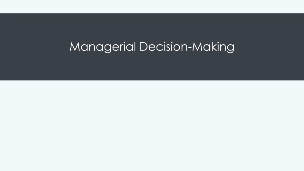 managerial decision making