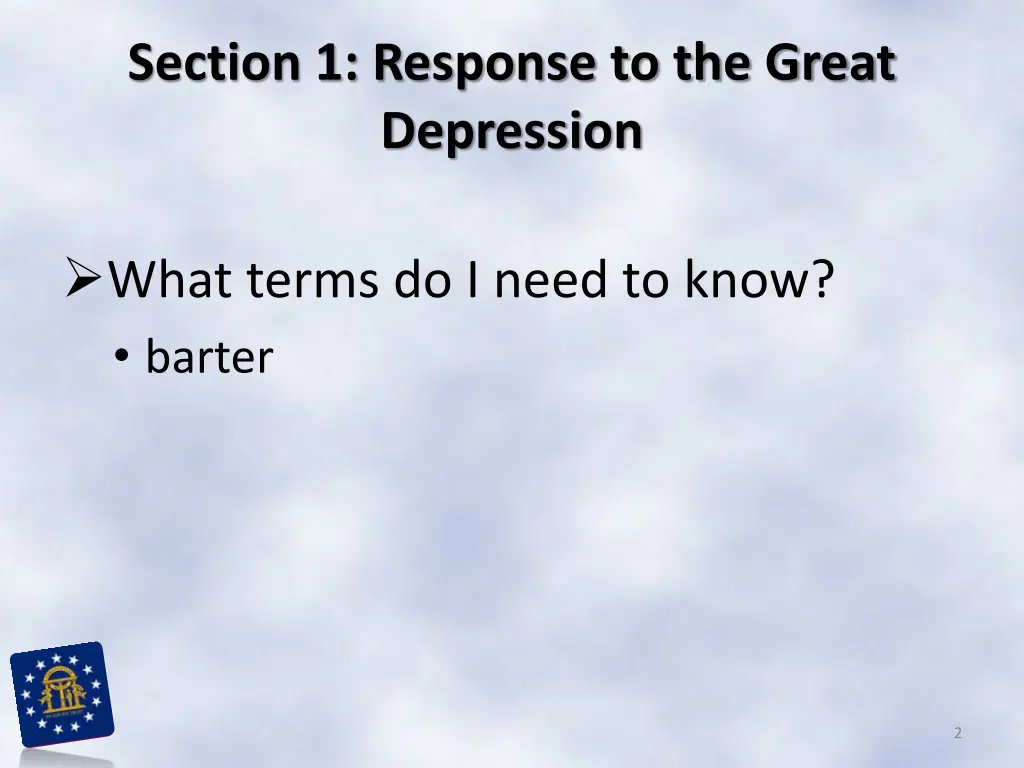 section 1 response to the great depression 1