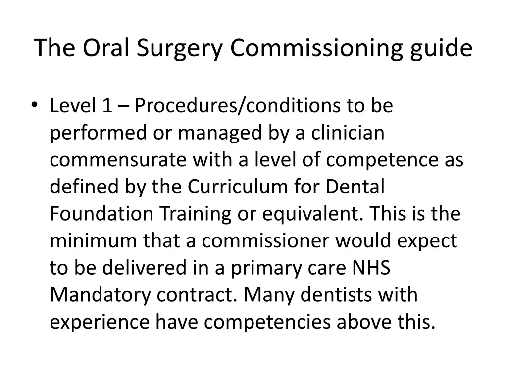 the oral surgery commissioning guide