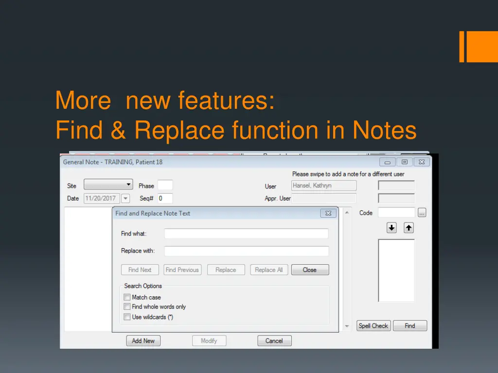 more new features find replace function in notes