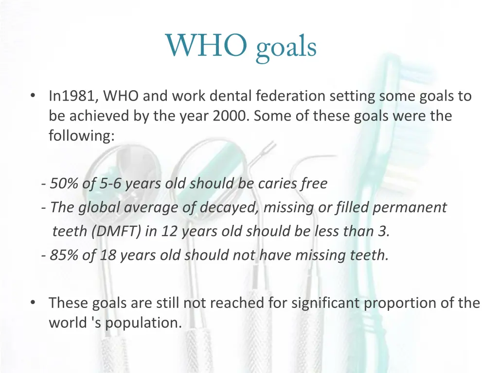 in1981 who and work dental federation setting