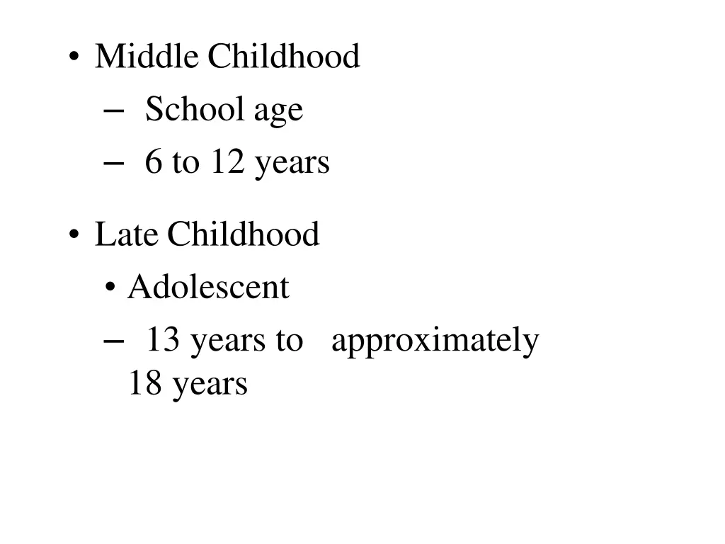 middle childhood school age 6 to 12 years