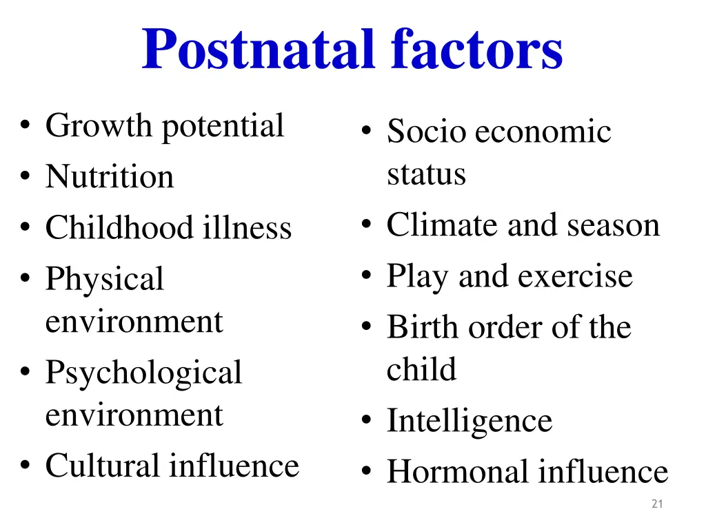 postnatal factors