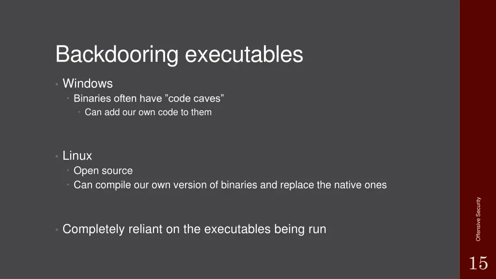 backdooring executables