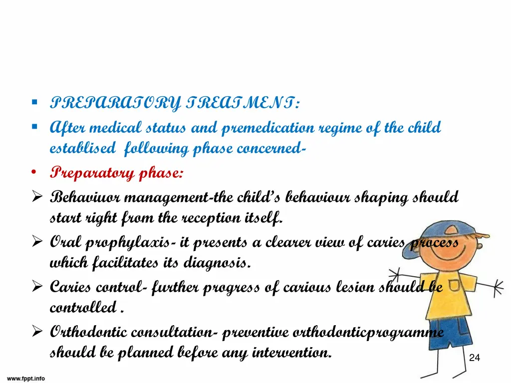 preparatory treatment after medical status