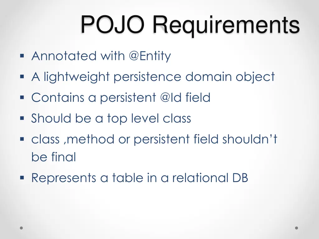 pojo requirements