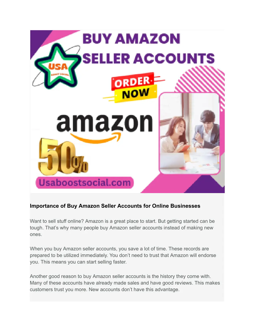 importance of buy amazon seller accounts