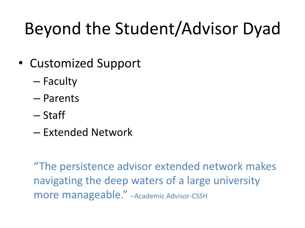 beyond the student advisor dyad