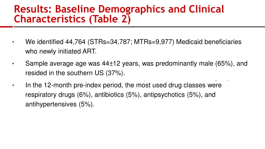 results baseline demographics and clinical