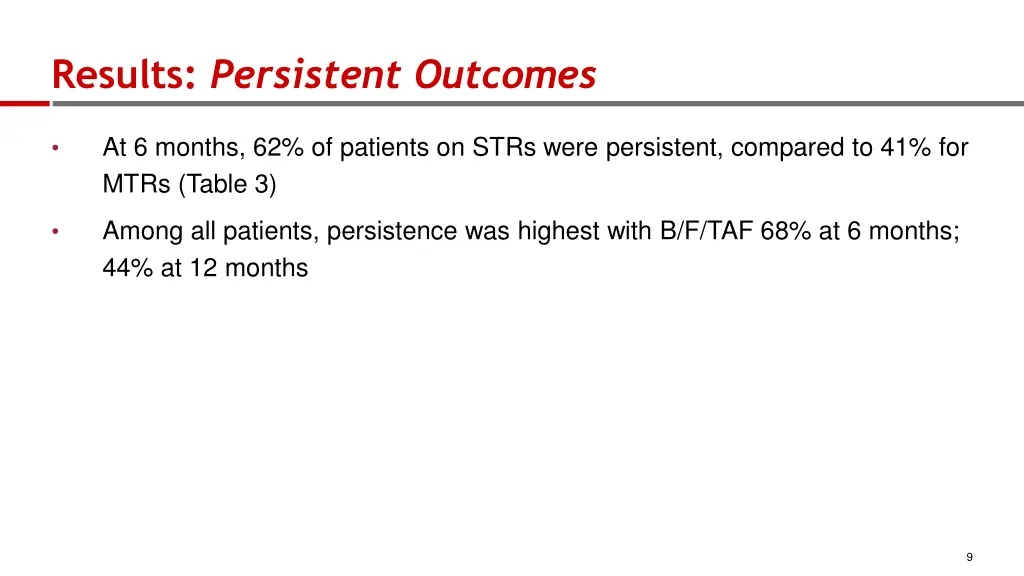 results persistent outcomes