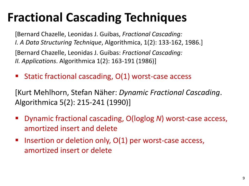 fractional cascading techniques