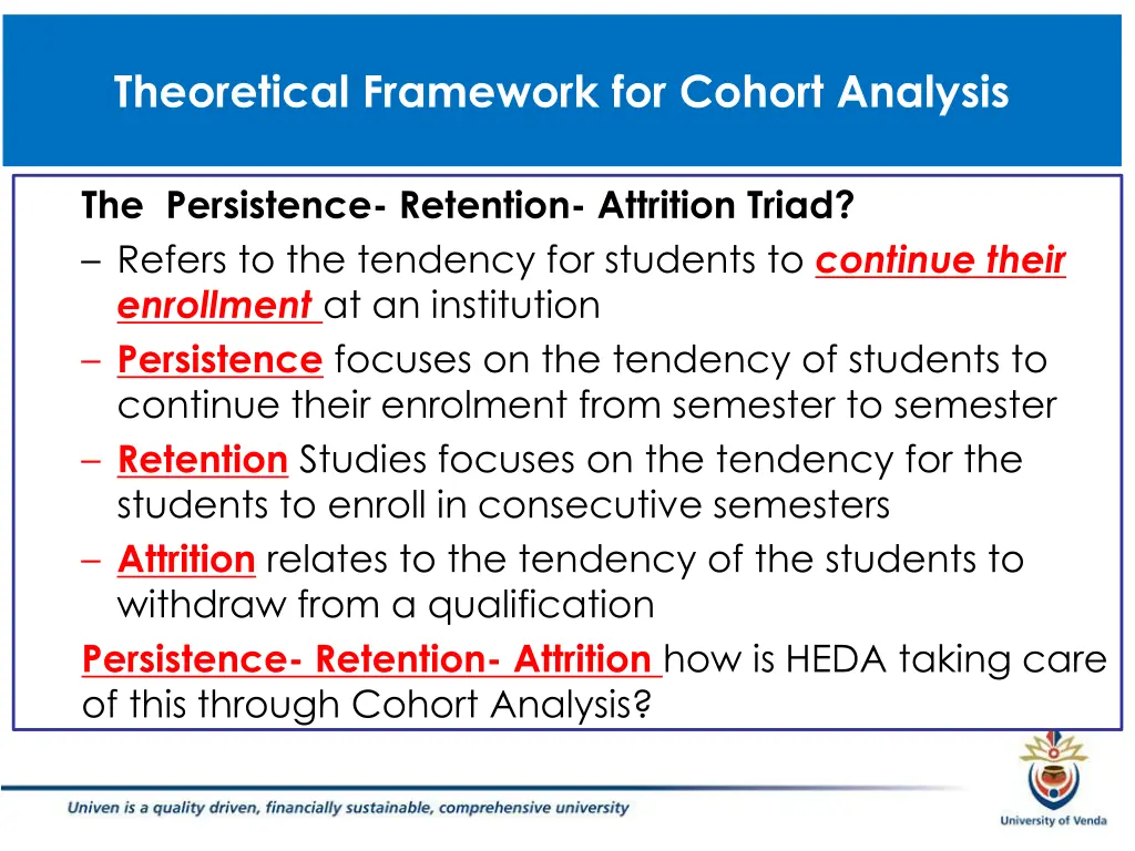 theoretical framework for cohort analysis