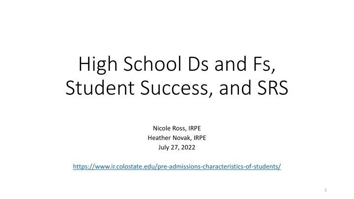 high school ds and fs student success and srs