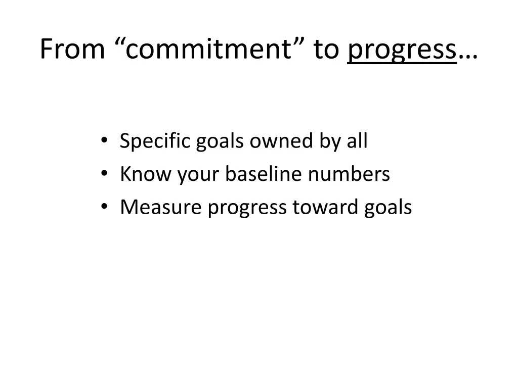 from commitment to progress