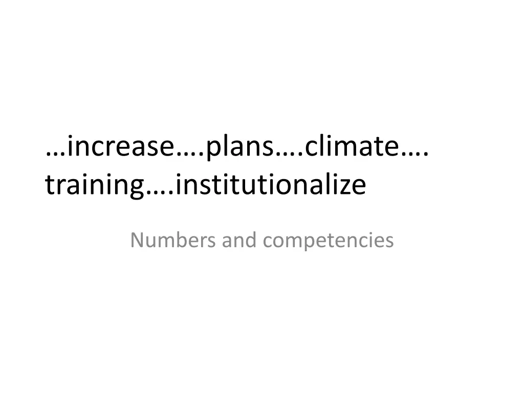 increase plans climate training institutionalize