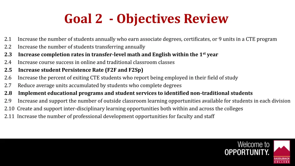 goal 2 objectives review