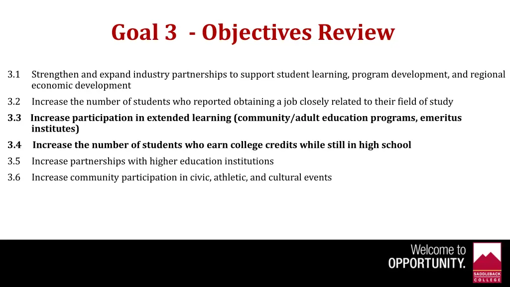 goal 3 objectives review