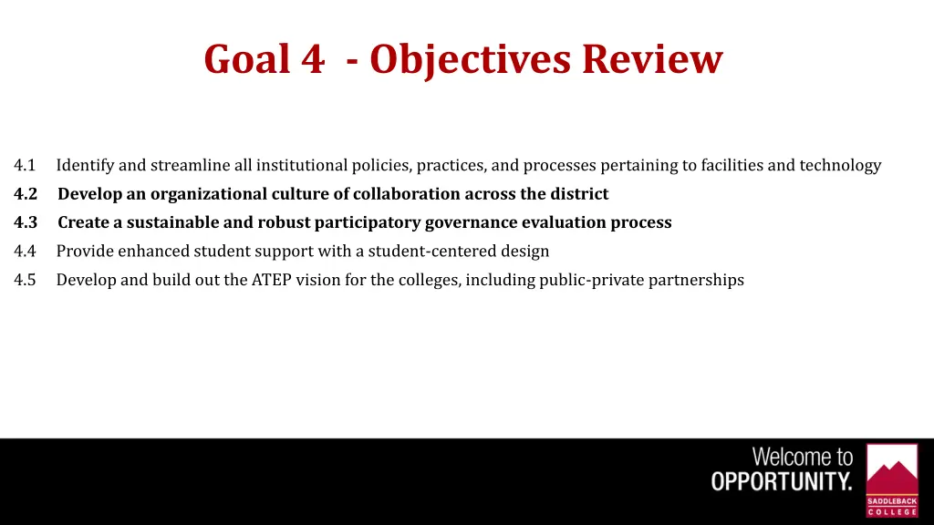 goal 4 objectives review