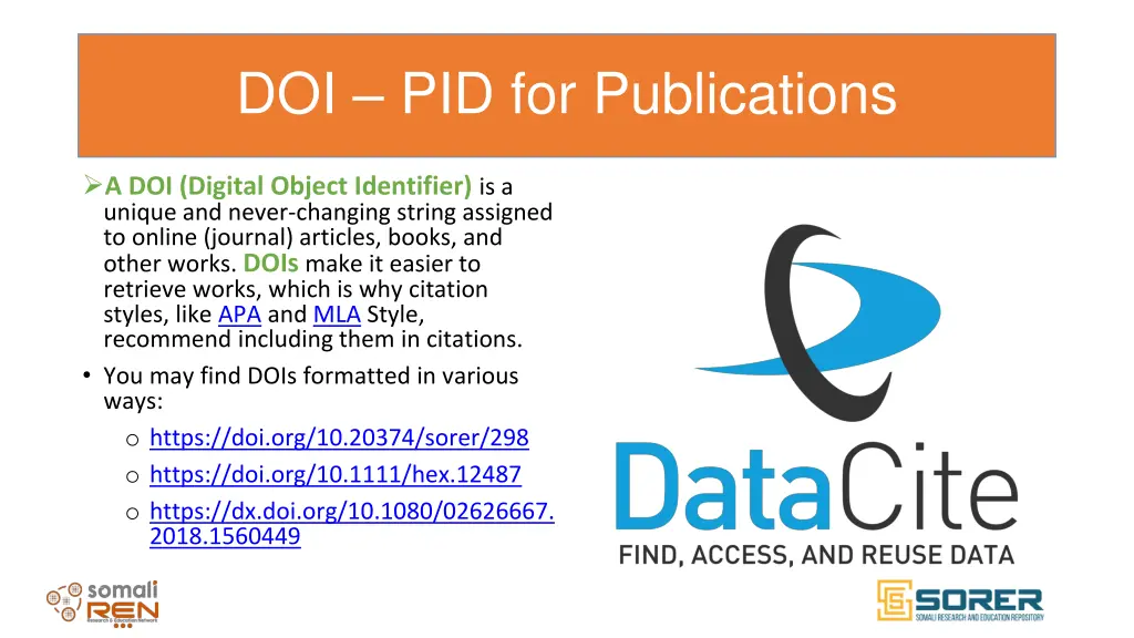 doi pid for publications