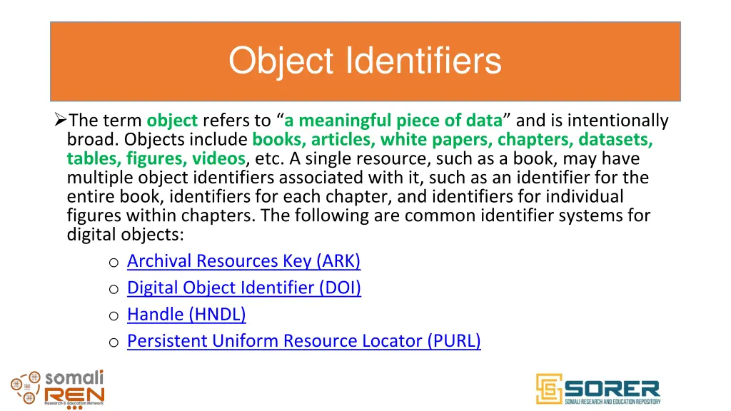 object identifiers