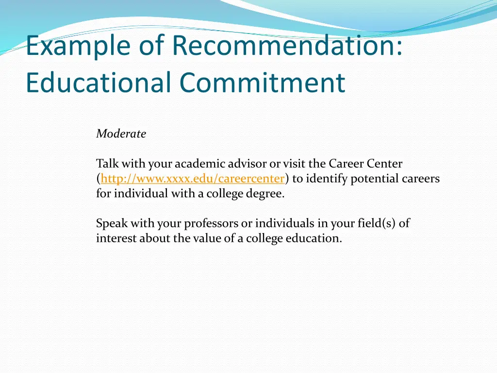 example of recommendation educational commitment 1