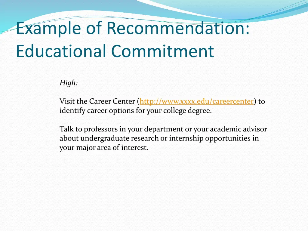 example of recommendation educational commitment