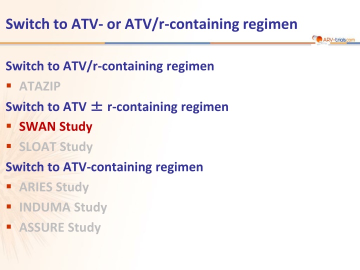 switch to atv or atv r containing regimen