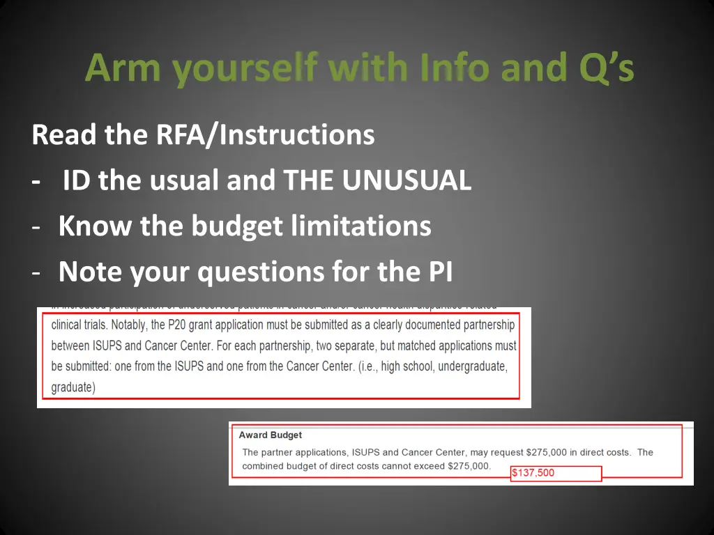 arm yourself with info and q s