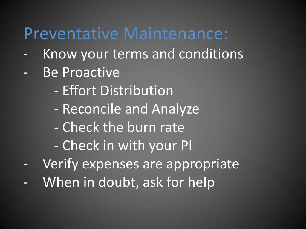 preventative maintenance know your terms