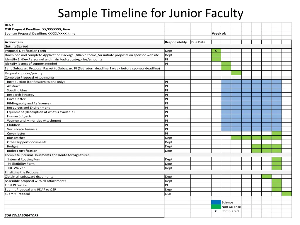 sample timeline for junior faculty