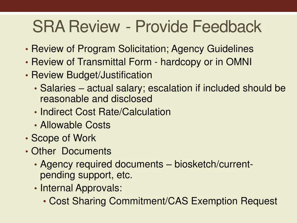 sra review provide feedback