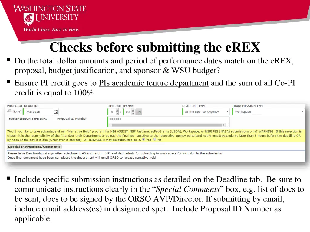 checks before submitting the erex do the total