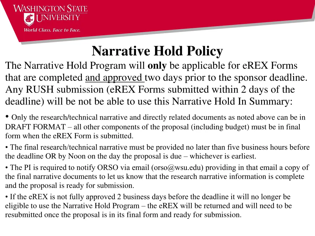 narrative hold policy