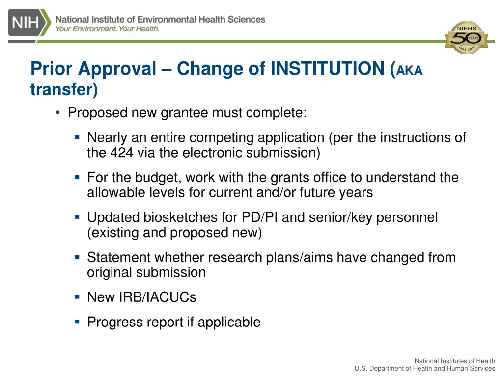 prior approval change of institution aka transfer 1