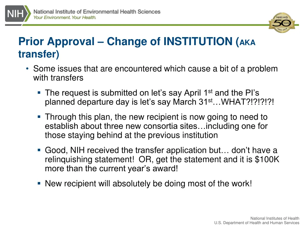 prior approval change of institution aka transfer 2