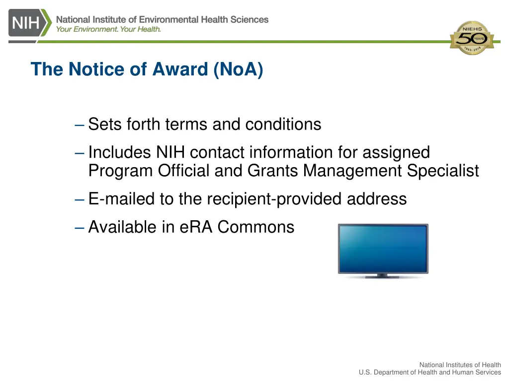 the notice of award noa 1