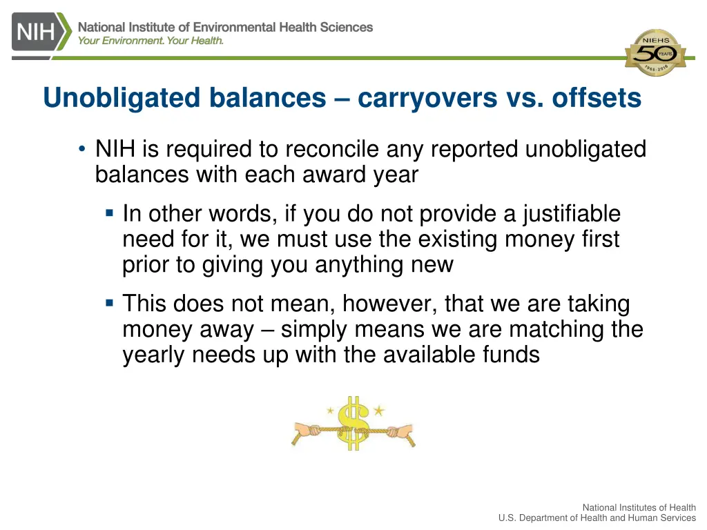 unobligated balances carryovers vs offsets 1