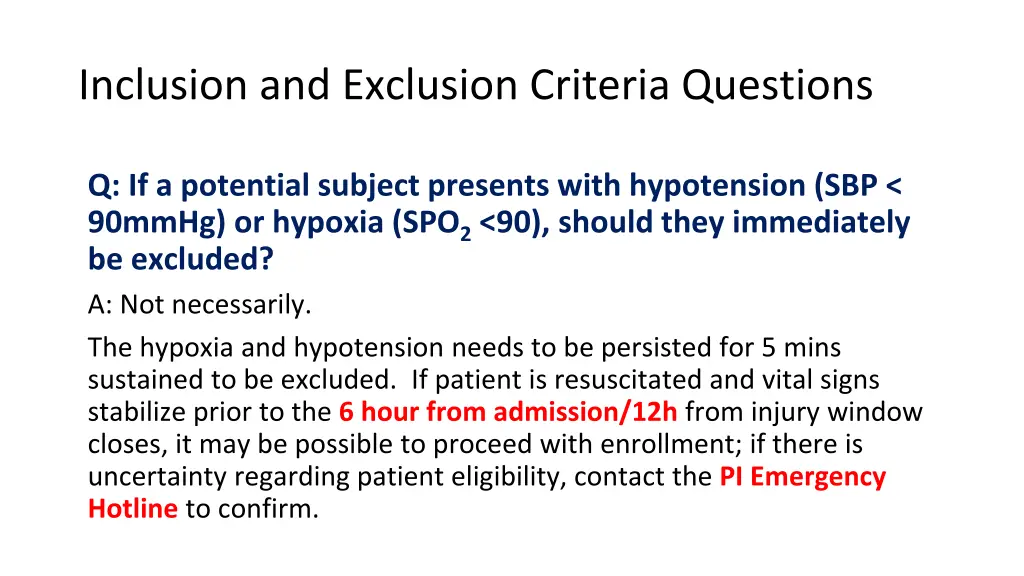 inclusion and exclusion criteria questions 1