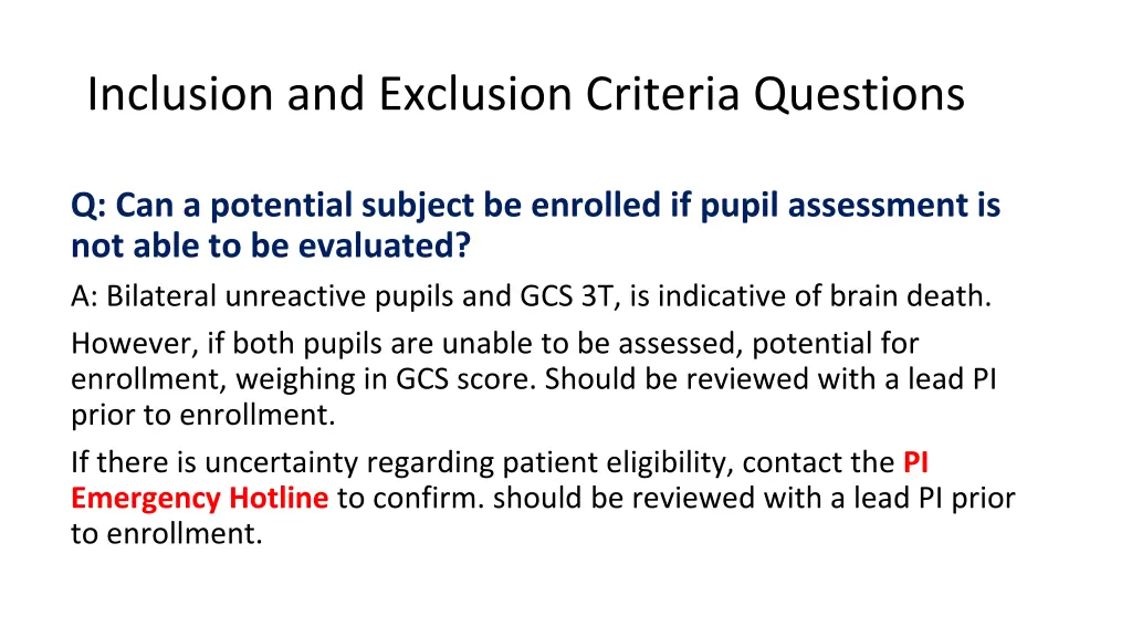 inclusion and exclusion criteria questions 2