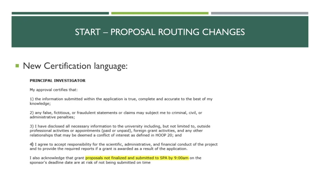 start proposal routing changes 1